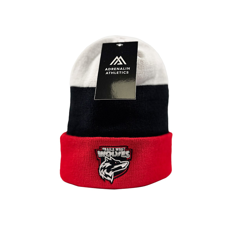 AA STRIPE BEANIE RED/BLACK/WHITE TRAILS WEST