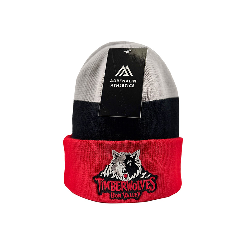 AA STRIPE BEANIE RED/BLACK/GREY TIMBERWOLVES