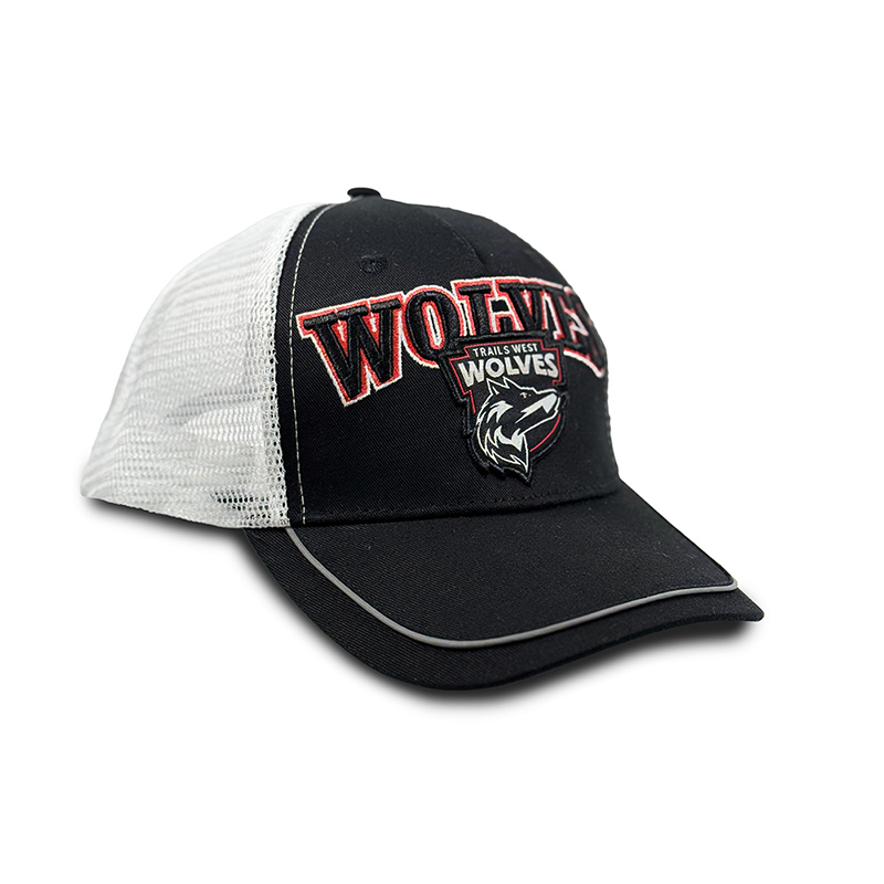 AA TRUCKER CAP BLACK TRAILS WEST