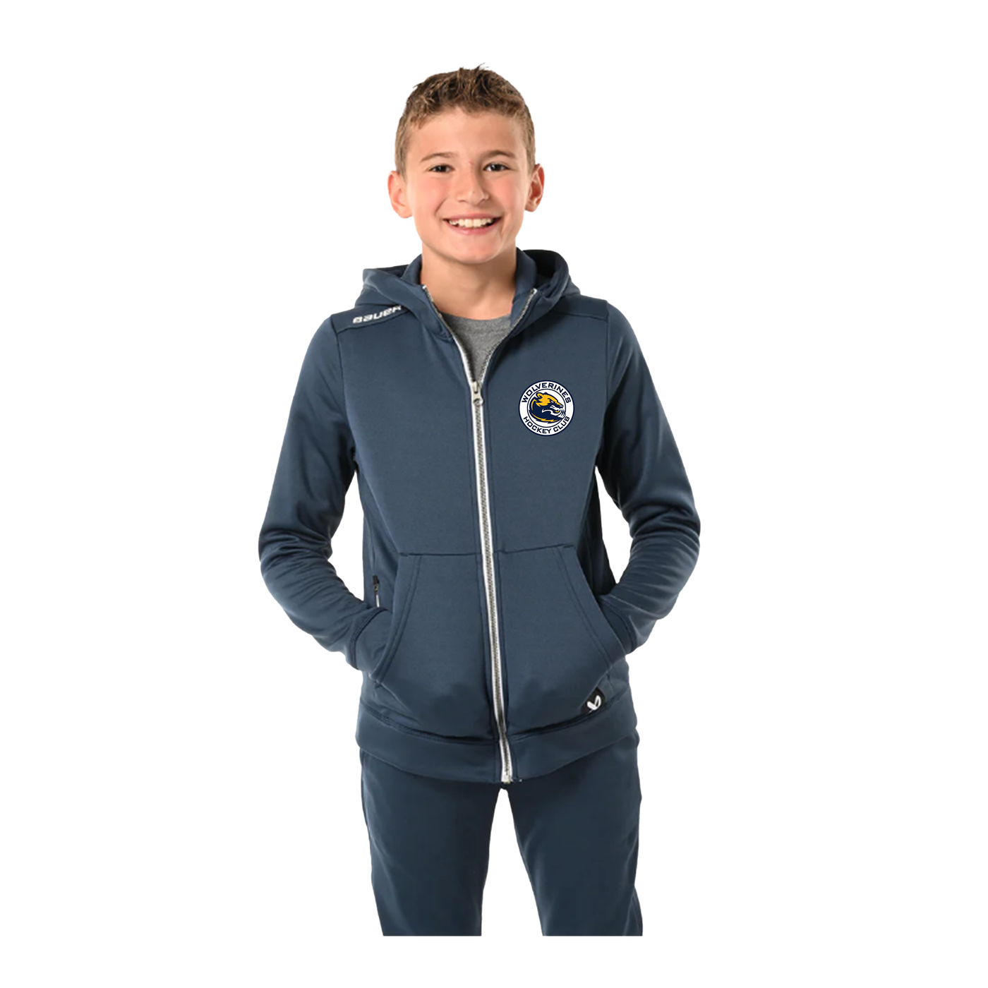 BAUER TEAM FLEECE ZIP YOUTH HOODIE - WOLVERINES