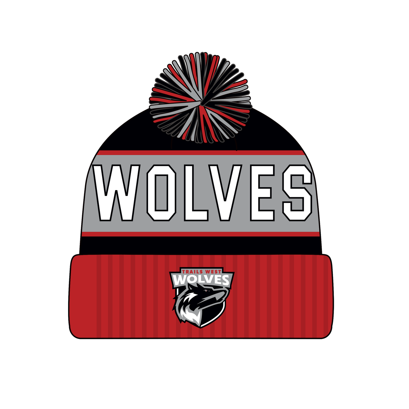 Trails West Wolves Red Pom