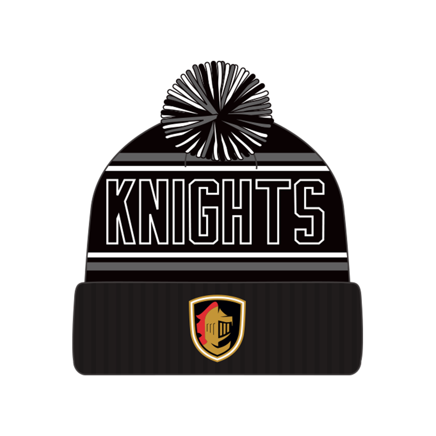 Knights BLK/GRY Stripe Pom