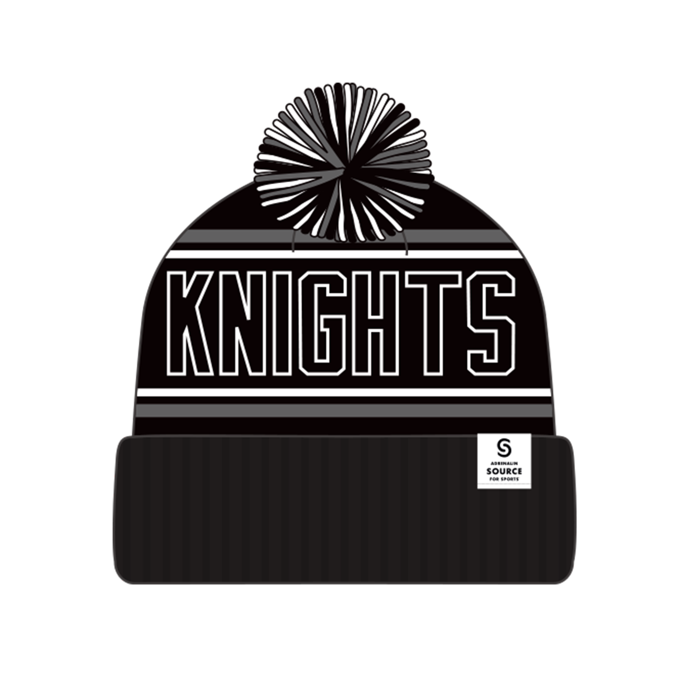 Knights BLK/GRY Stripe Pom