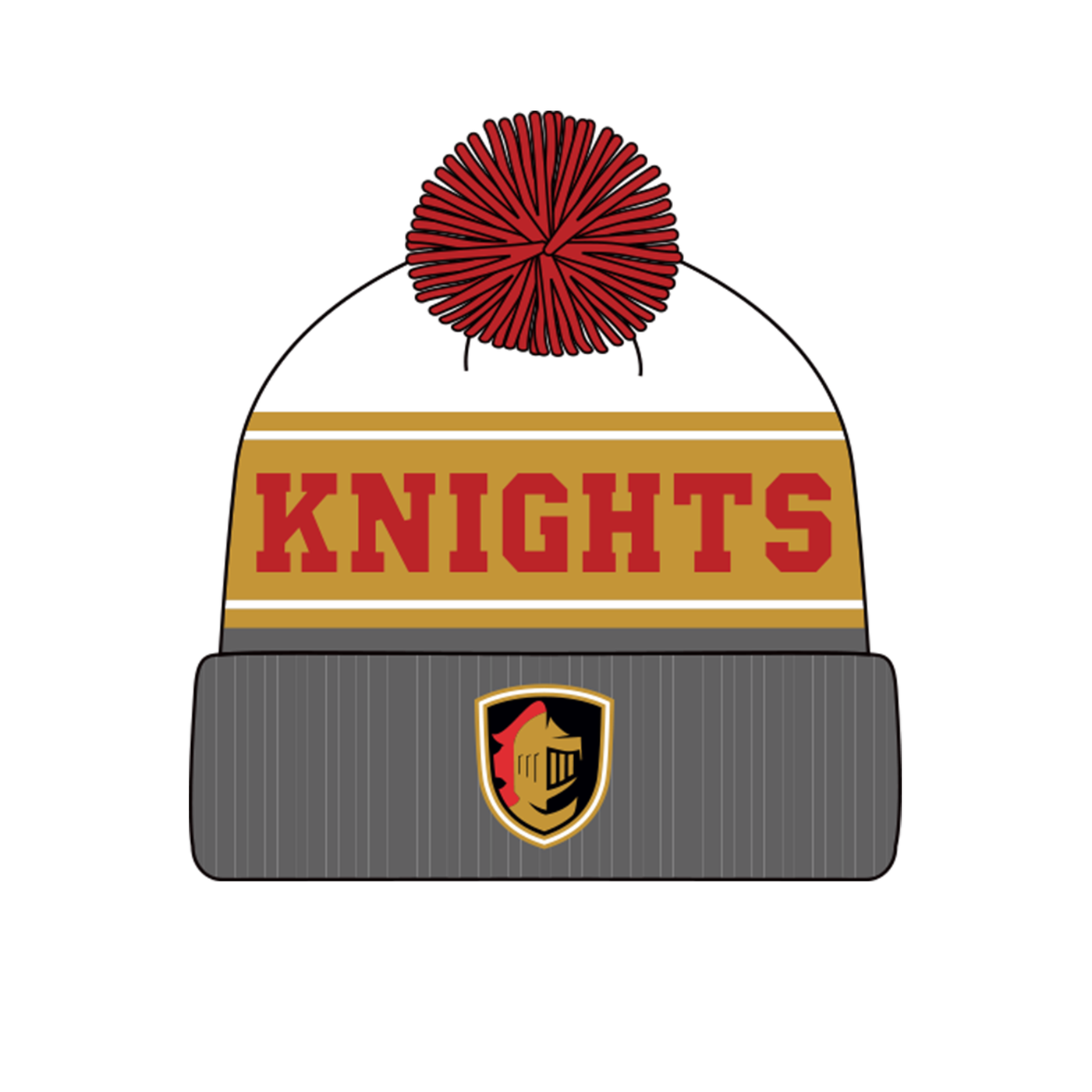Knights WHT/GLD Pom